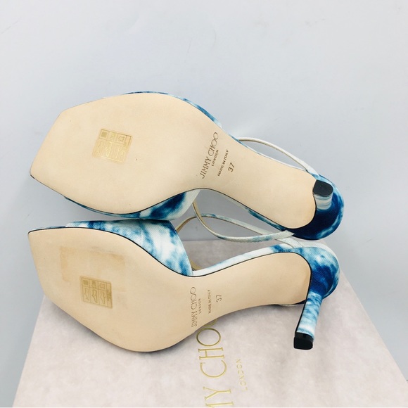 Jimmy Choo ANISE 95 Marbled Denim Women’s heel sandals Size EU 37 US 7 Medium - Picture 11 of 16
